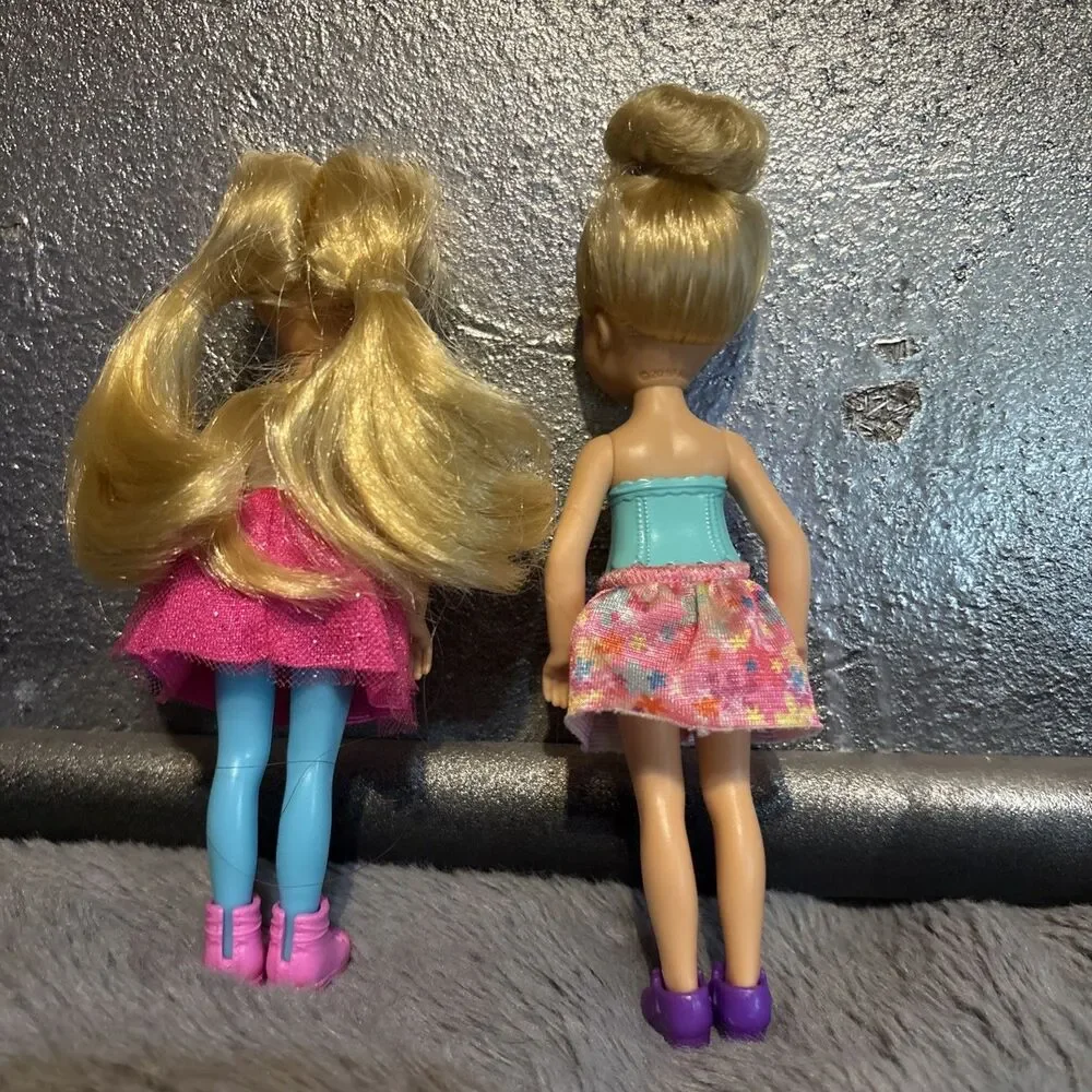 Barbie Club Chelsea Doll Blonde Hair Doll Skirt Shoes Mattel Lot Of 2 Dolls